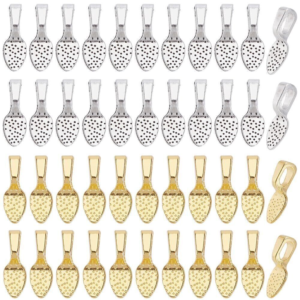 1929 1 Box 200Pcs Gold Glue on Bails Silver Flat Pad Bail Bulk Alloy